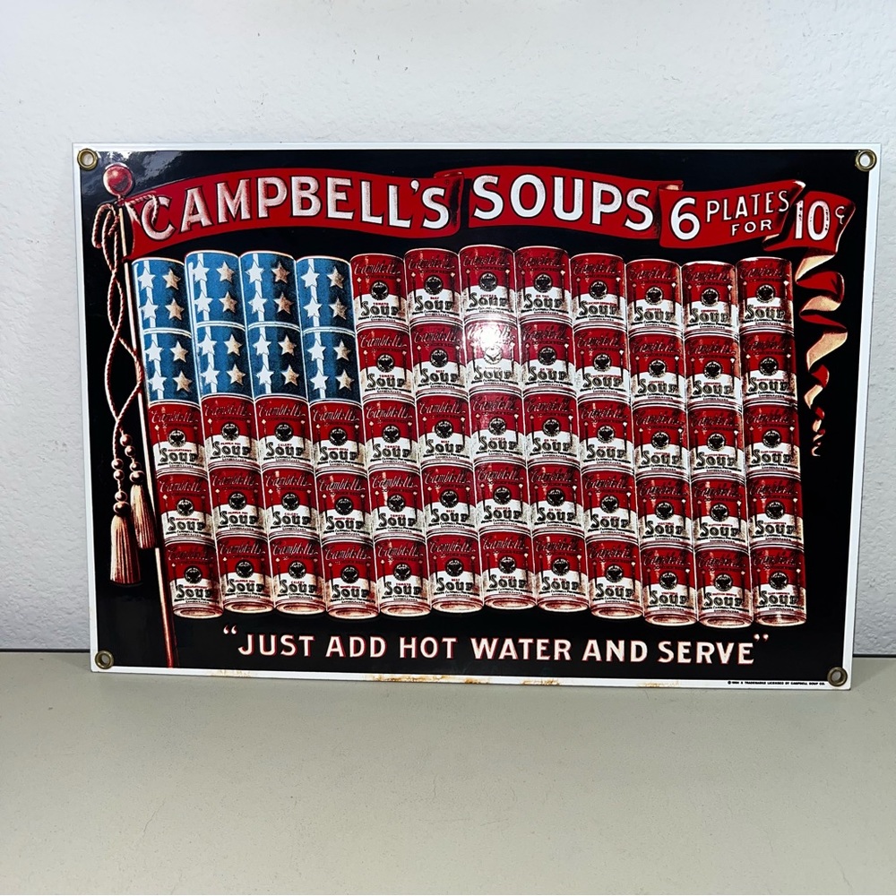Vtd Campbell soup porcelain advertising plate american flag 1994 made in USA